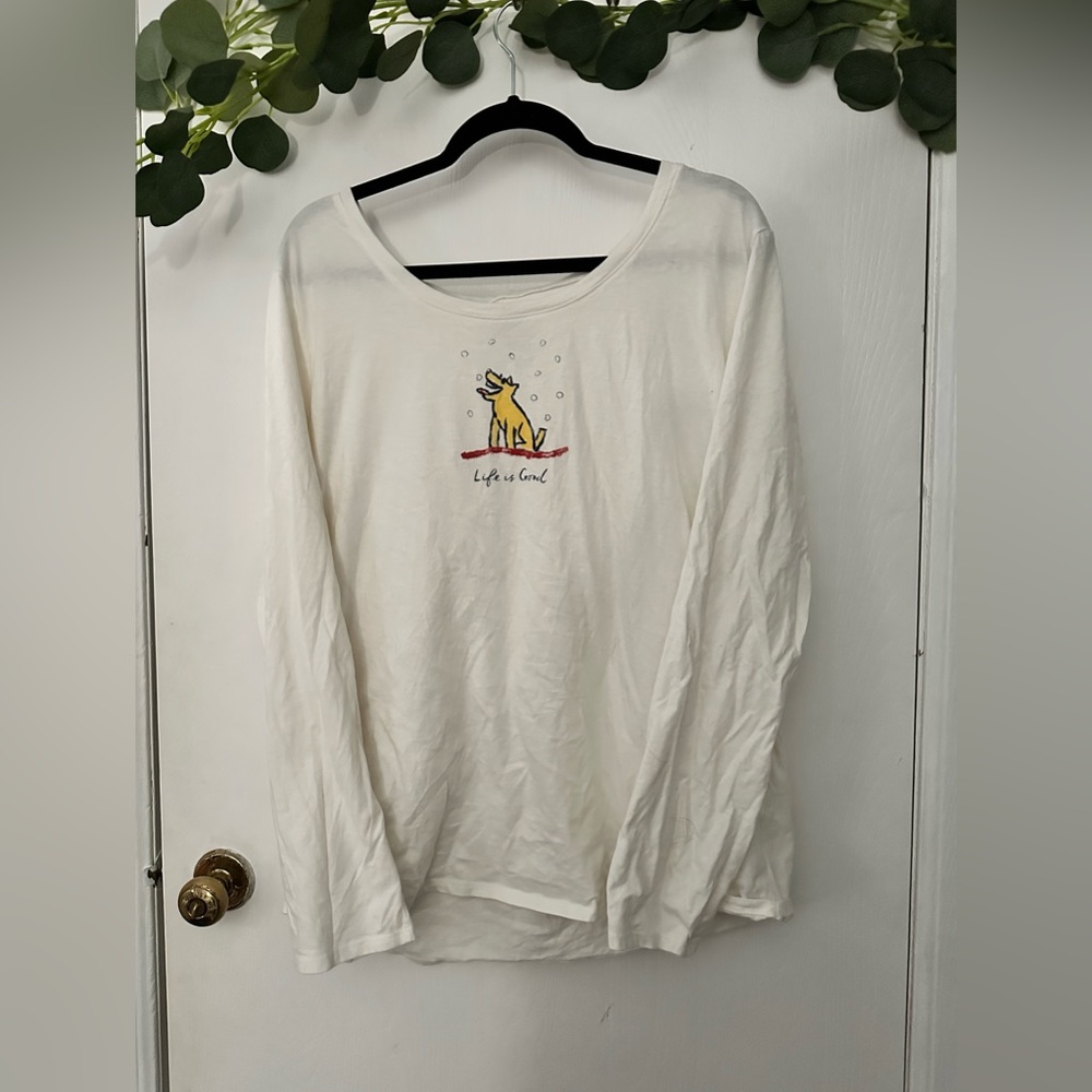 White Life Is Good Snow Puppy Shirt